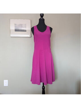 prAna Amelie Dress V-Neck Midi Magenta M Athleisure Performance Wear